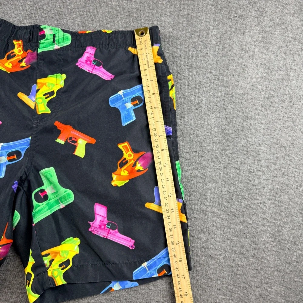 Brooklyn‎ Cloth Volley Shorts Men's Small Black Neon Water Gun Print Swim Trunks